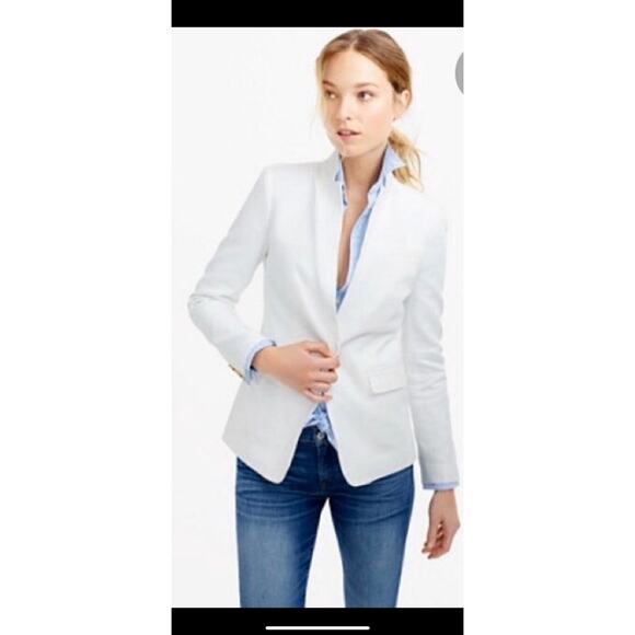 J.Crew White 100% Linen Blazer Jacket – Size 6 – Resort Chic Coastal Classic - Picture 15 of 17